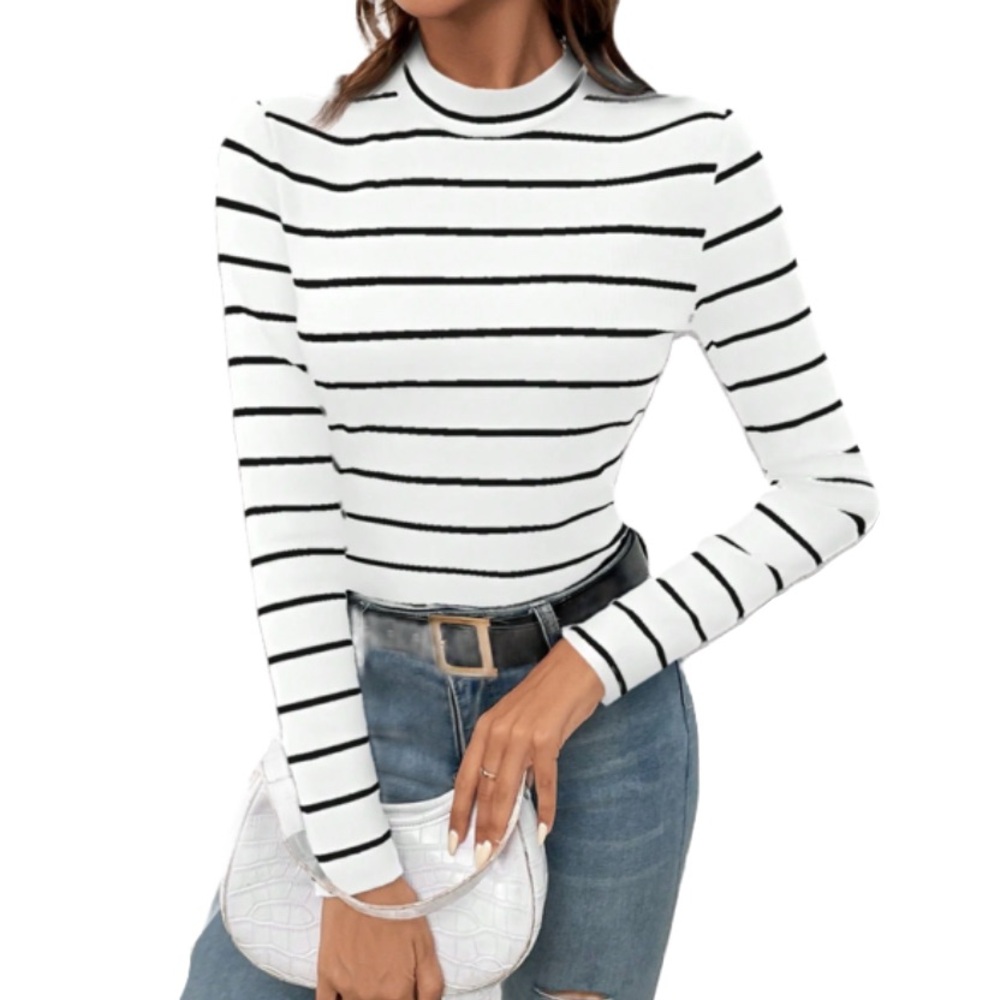 Striped Black and White Women's Top